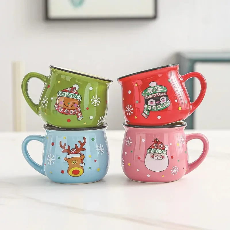 

Ceramic Christmas Mousse Cup Cartoon Christmas Cup Office Coffee Cup Home Dessert Breakfast Children's Milk MUGS Christmas Gift
