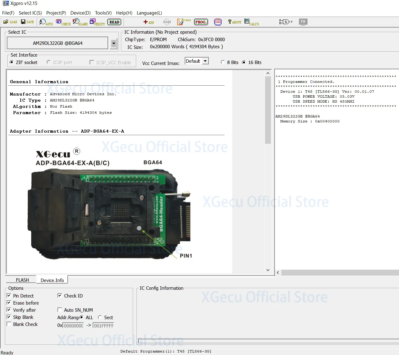 BGA64 3-in-1 adapter kit only can work on XGecu T48 progammer model: ADP_BGA64_EX-A  ADP_BGA64_EX-B ADP_BGA64_EX-C for Nor Flash