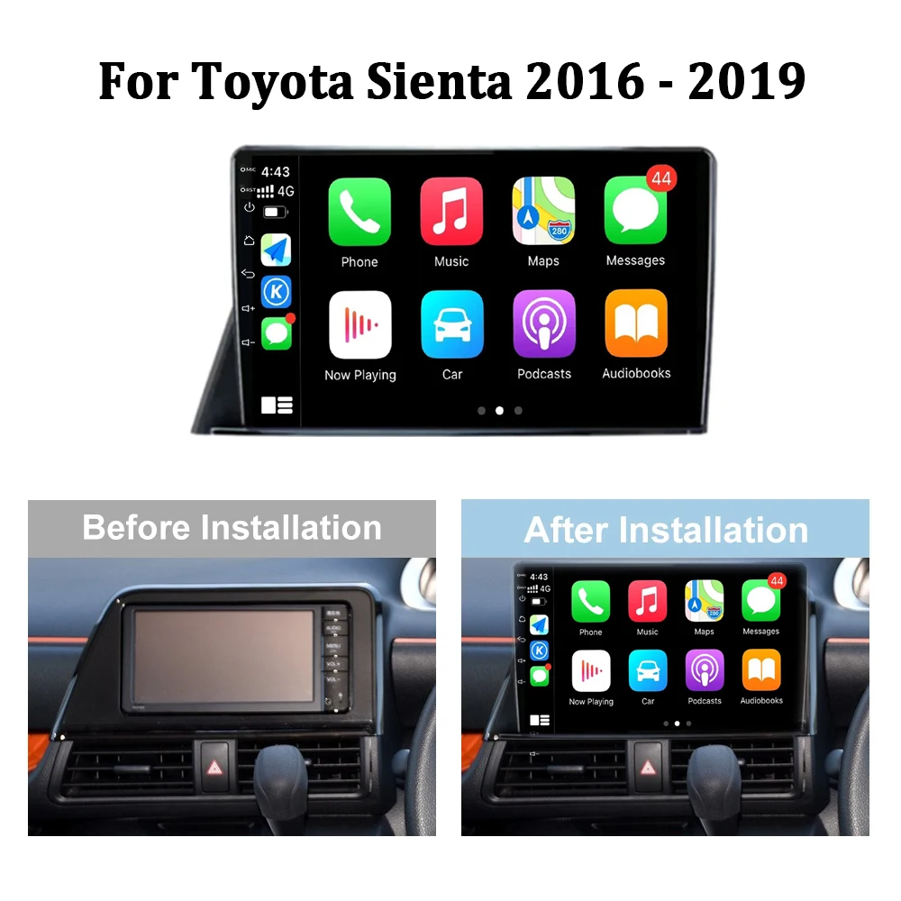 Számára toyota sienta 2016 - 2019 kocsi android 14 fejét Gépegység Rádióadó Multimédia Kormánymű GPS carplay hifi videó Játszadozó Bluetooth