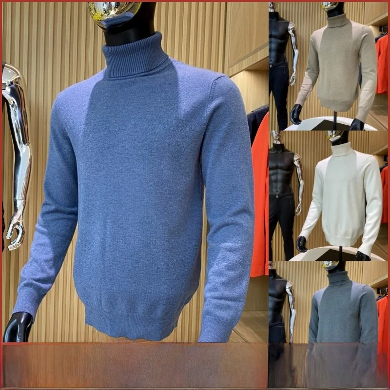 

Men's Knitted High Ne Sweater Faion Urban Sle Long Sve Basic Youthful Pure Color Autumn Winter New Arrival