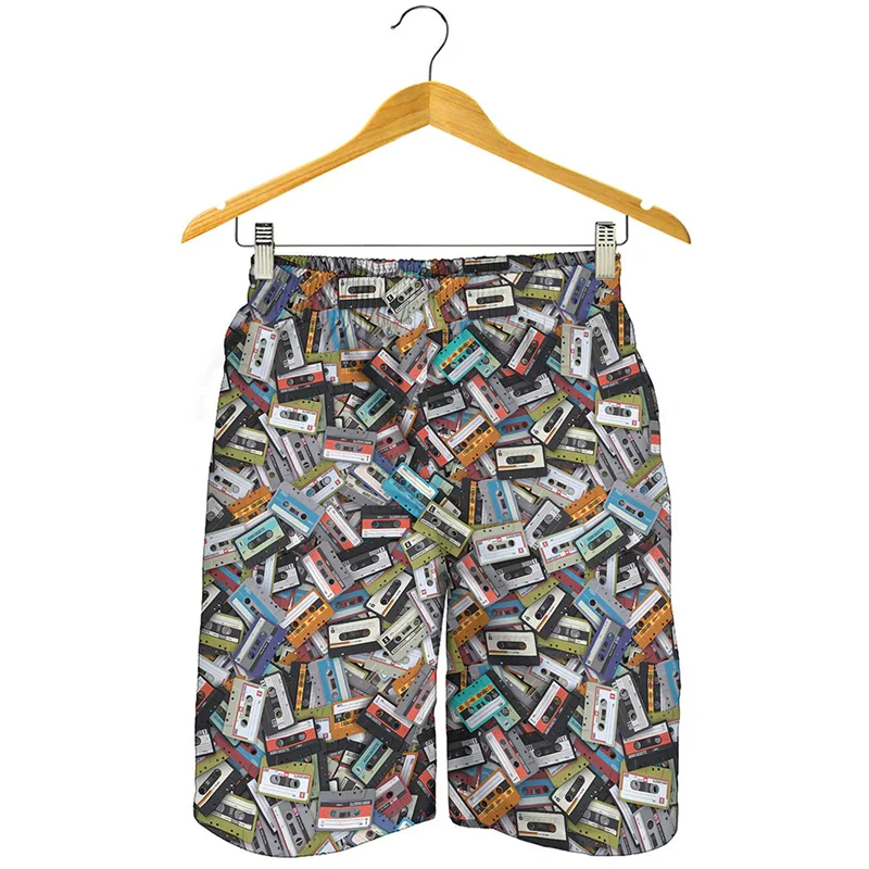 Colorful Music Tape Graphic Short Pants Men 3D Printed Beach Shorts Quick Dry Swimming Trunks Summer Y2k Surf Board Shorts