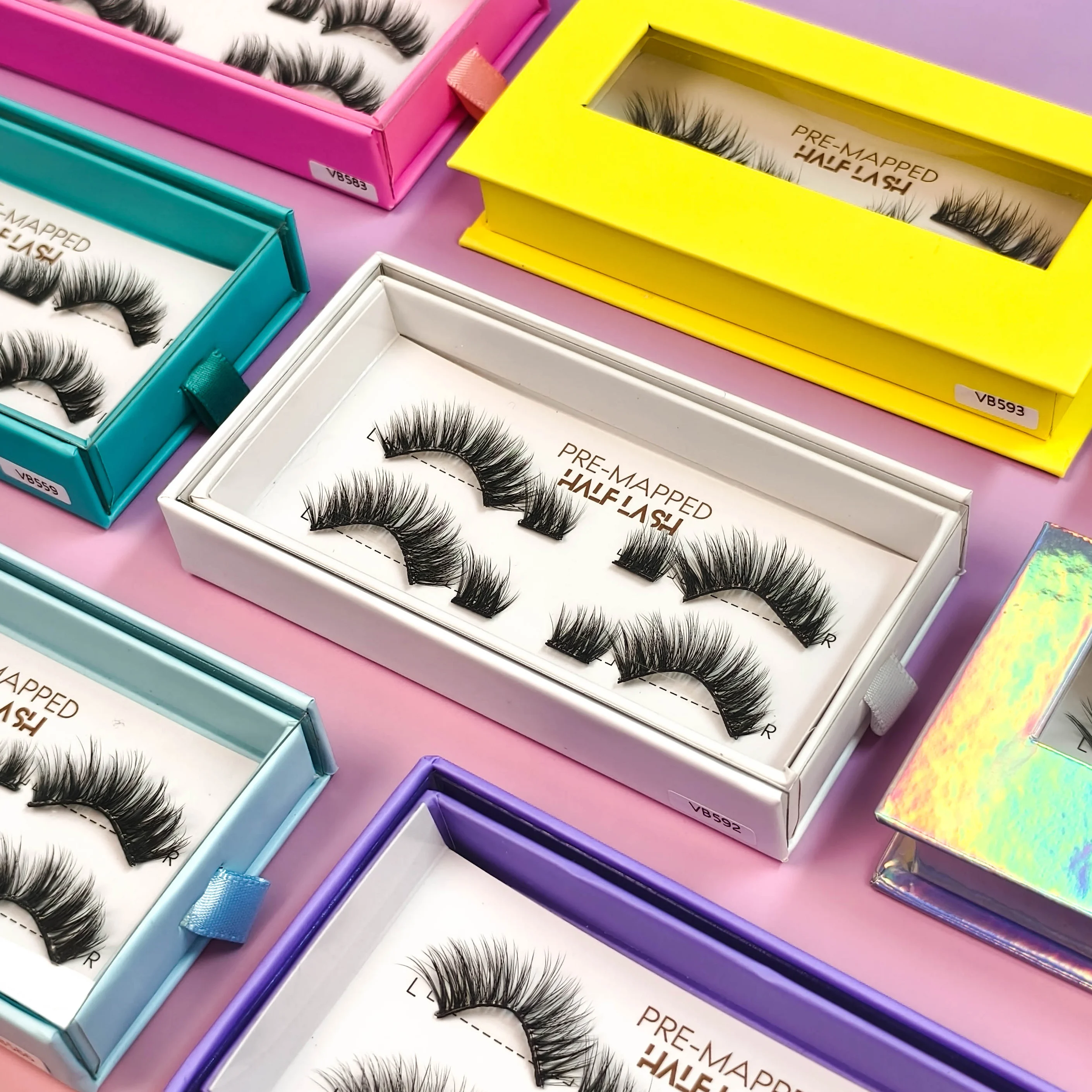 

Wholesale Light Self-Adhesive Full Strip Eyelashes Reusable Pre-Glued Lower Lashes Wispy Curl Bottom Half Lashes Eyelashes