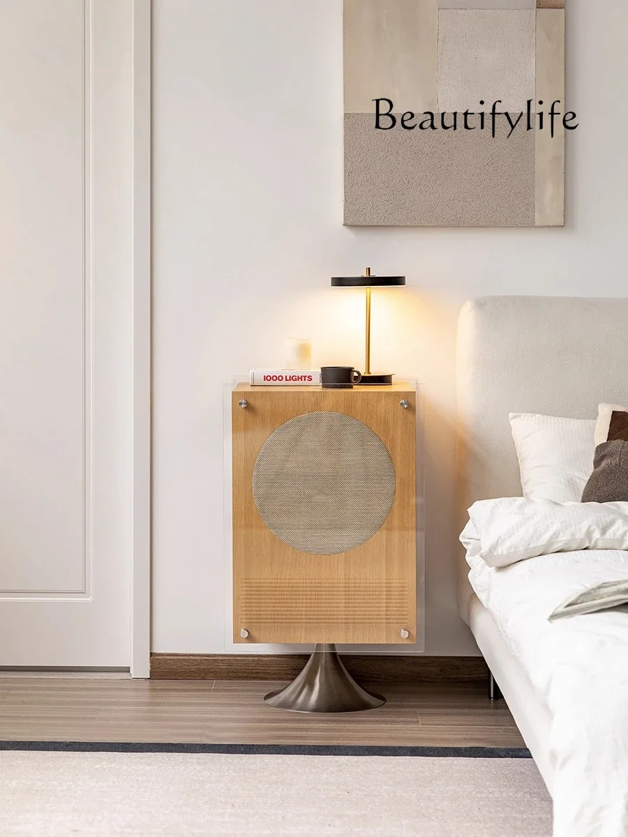 

X36 Solid Wood Rotating Edge Few Nordic Japanese Sofa Side Cabinet Vinyl Record Storage Audio Cabinet