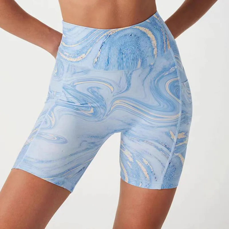 WESTSHAN-pantalones cortos con estampado de Yoga para mujer, Shorts ajustados para correr, talla europea y estadounidense, alta calidad, cintura alta, levantamiento de cadera