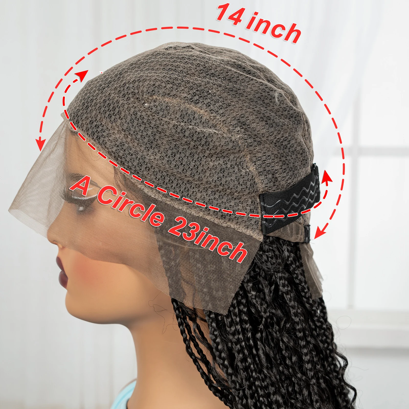 Perruques tressées synthétiques en boîte sans nœuds de 32 pouces, perruques tressées Boho en dentelle complète avec extrémités bouclées, perruque Lace Frontal tressée pour femmes