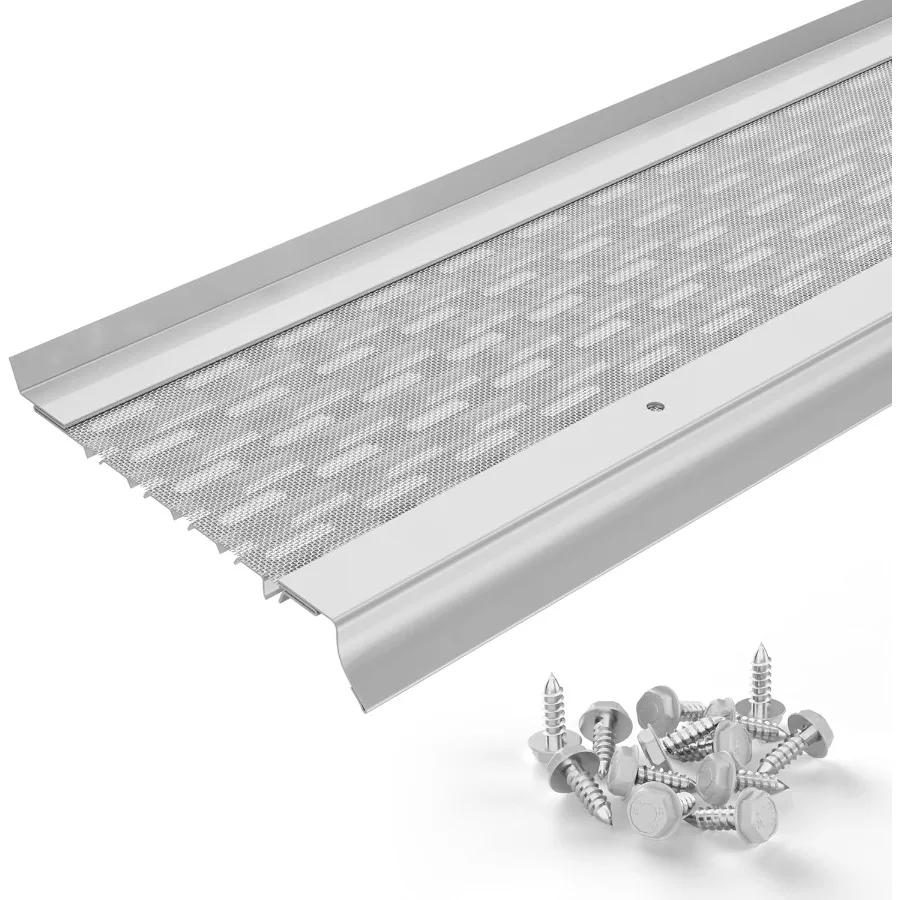 

Micromesh 5 inch Gutter Guards Leaf Protection 25 Feet White Stainless Steel Mesh Aluminum Gutter Covers Contractor Grade from