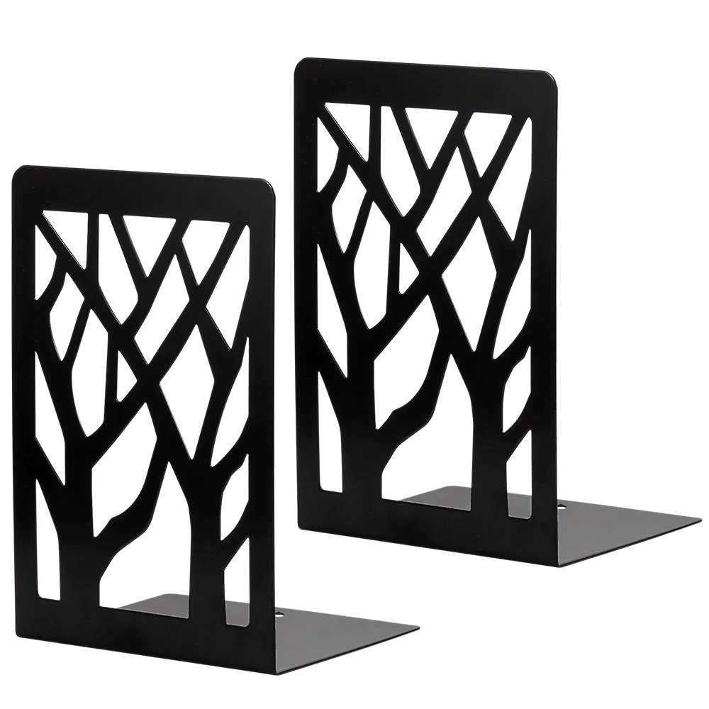 Simple Tree Shadow Silhouette Bookends for Shelf Decoration Classic Black White Books Ends Support Stand Office Student Supplies