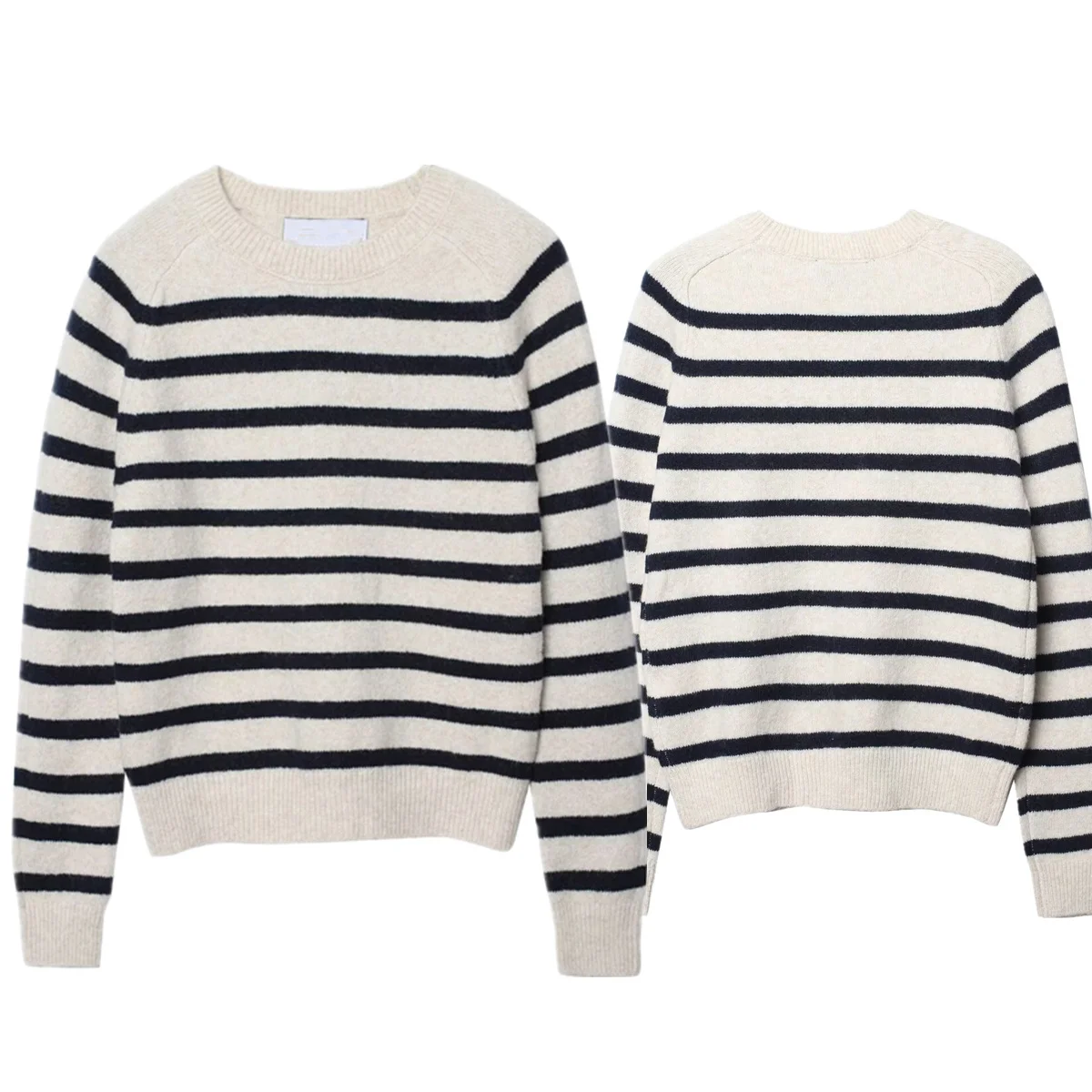 

Jenny&Dave Japanese Minimalist Blue White Striped Knitted Sweater Women Tops Women's Sweater Knitwear Woman Clothing