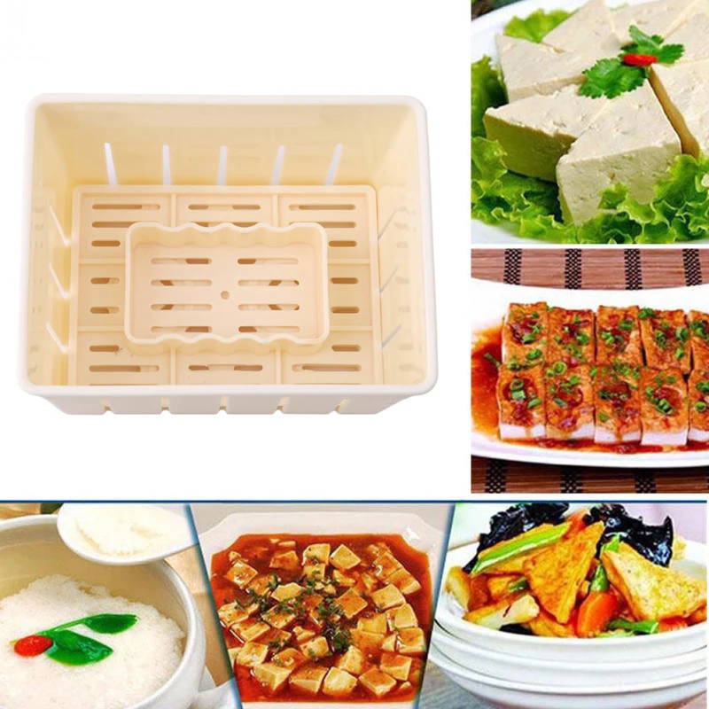 DIY Plastic Tofu Press Mould Homemade Tofu Mold Soybean Curd Tofu Making Mold With Cheese Cloth Kitchen Cooking Tool Set