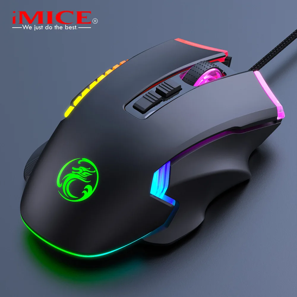 Wired gaming mouse e-sports chicken eating glowing colorful RGB programmable 8D mouse