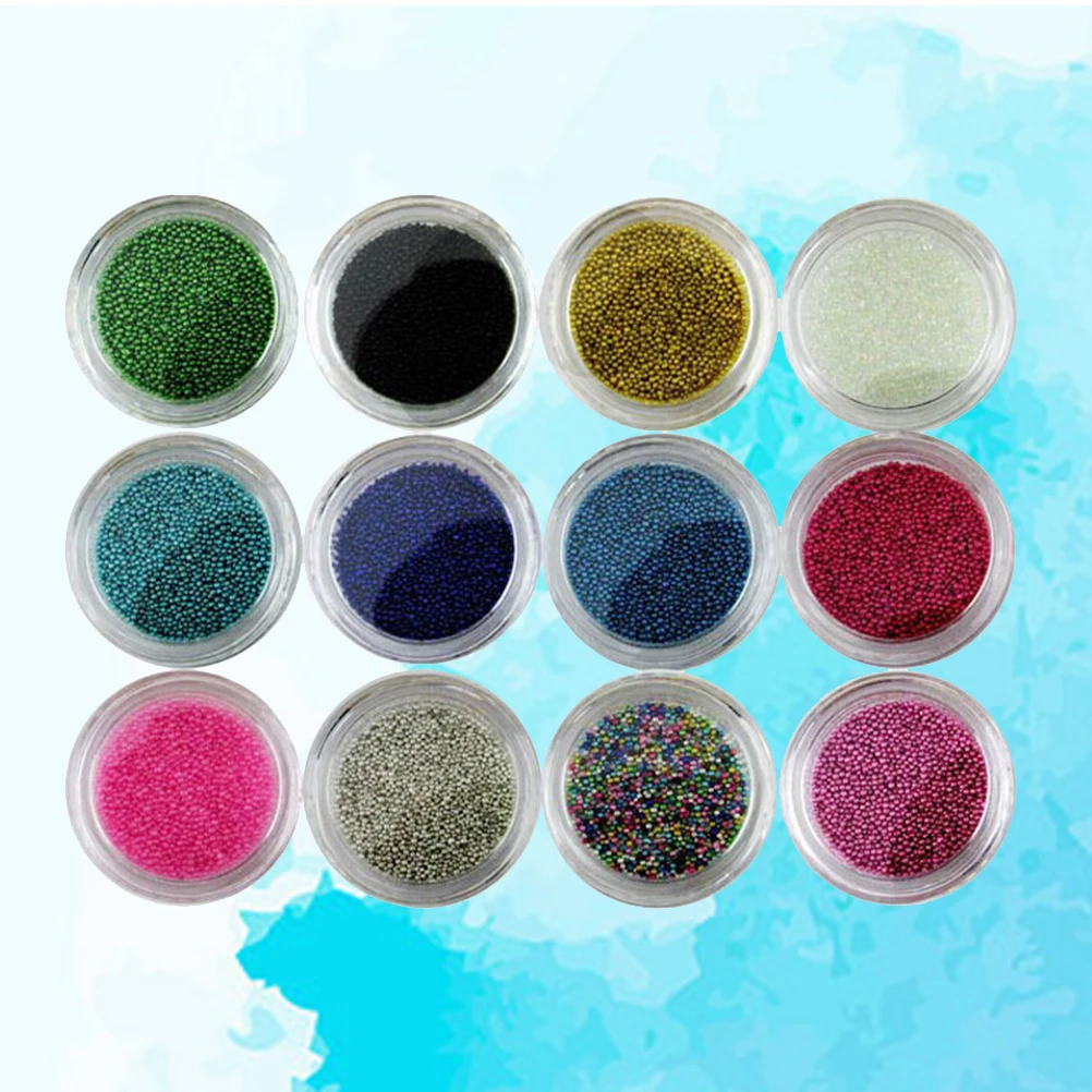 

12 Colors Caviar Nail Bead Set High Quality Easy Use for Professional and Private Nail Art Colorful Mini Beads for Nails Acrylic