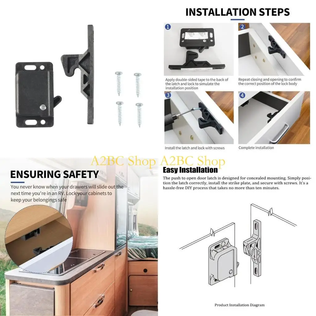 

A2BC Drawer Latchs and Catches Cabinet Door Replacement Latchs Compatible for Camper Motor Trailer Home Office Cabinet Drawer