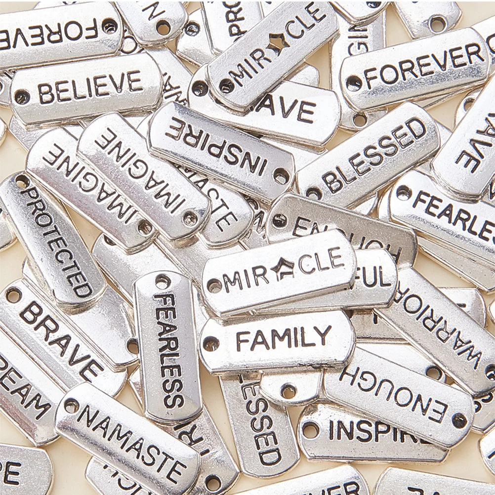 

80 Pcs DIY Pendant Alloy Pendants Accessories Inspirational Word Jewelry Material