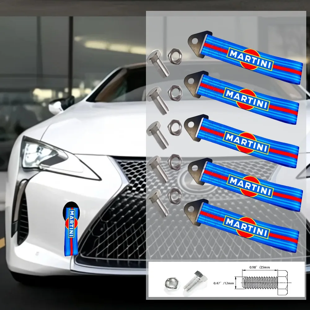 For Martini High Strength Nylon Tow Strap Car RACING Towing Ropes Bumper Martinis Accessories for Panamera 911 917 917LH 918 e46