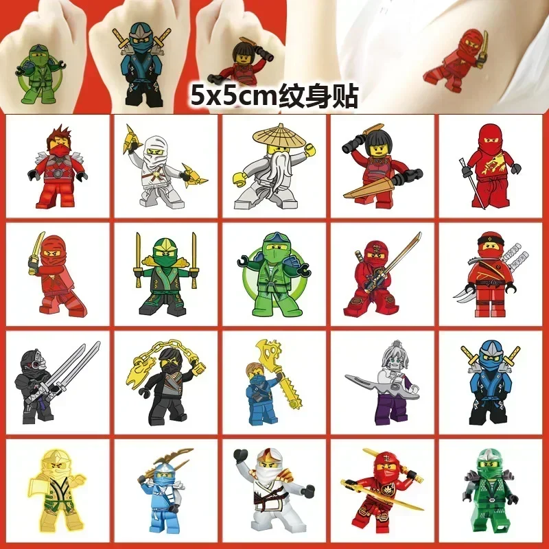 20sheet/set Cartoon themed stickers, waterproof tattoo stickers ninja series pattern art tattoos children's birthday boy gifts