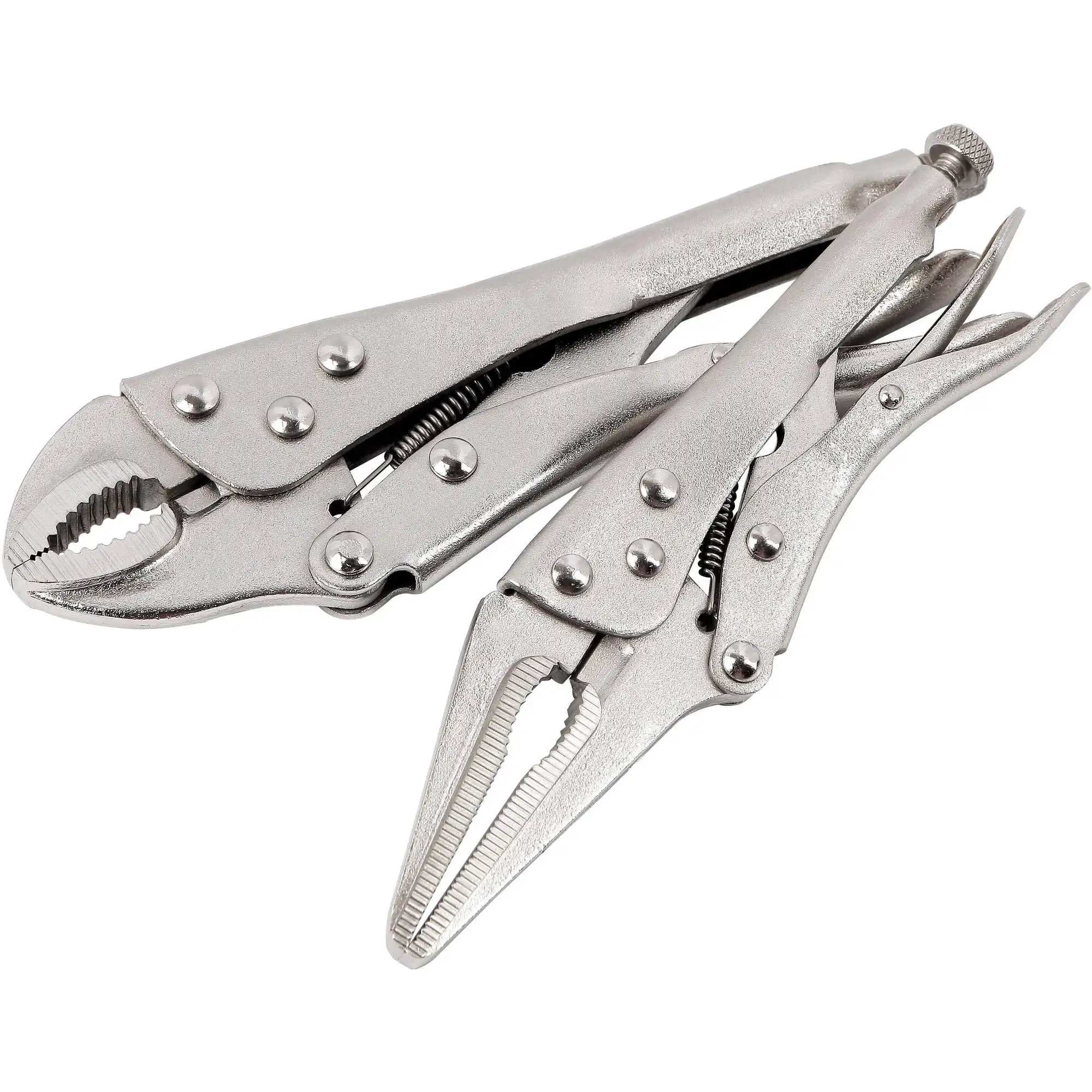 

2-Piece Locking Plier Set with 6-1/2-inch-Long Nose and 7-Inch Curved Jaw