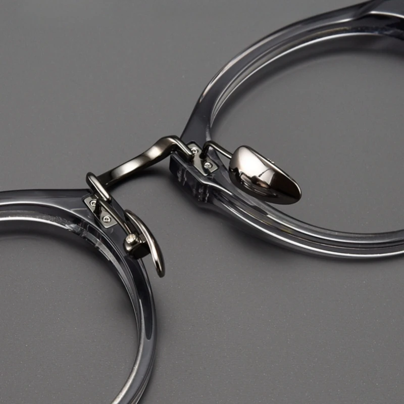 OLLYMURS موضة فاخرة نظارات بمادة الخلات ريترو مستديرة التيتانيوم النقي البصرية وصفة طبية إطارات النظارات للرجال والنساء BT55