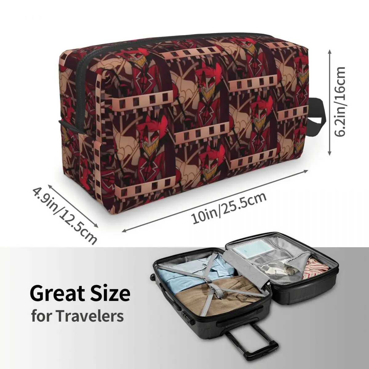 Modern Hazbin Alastor Buddy Cartoon Anime Makeup Bag Cosmetic Organizer Storage Dopp Kit Toiletry Cosmetic Bag for Women Beauty
