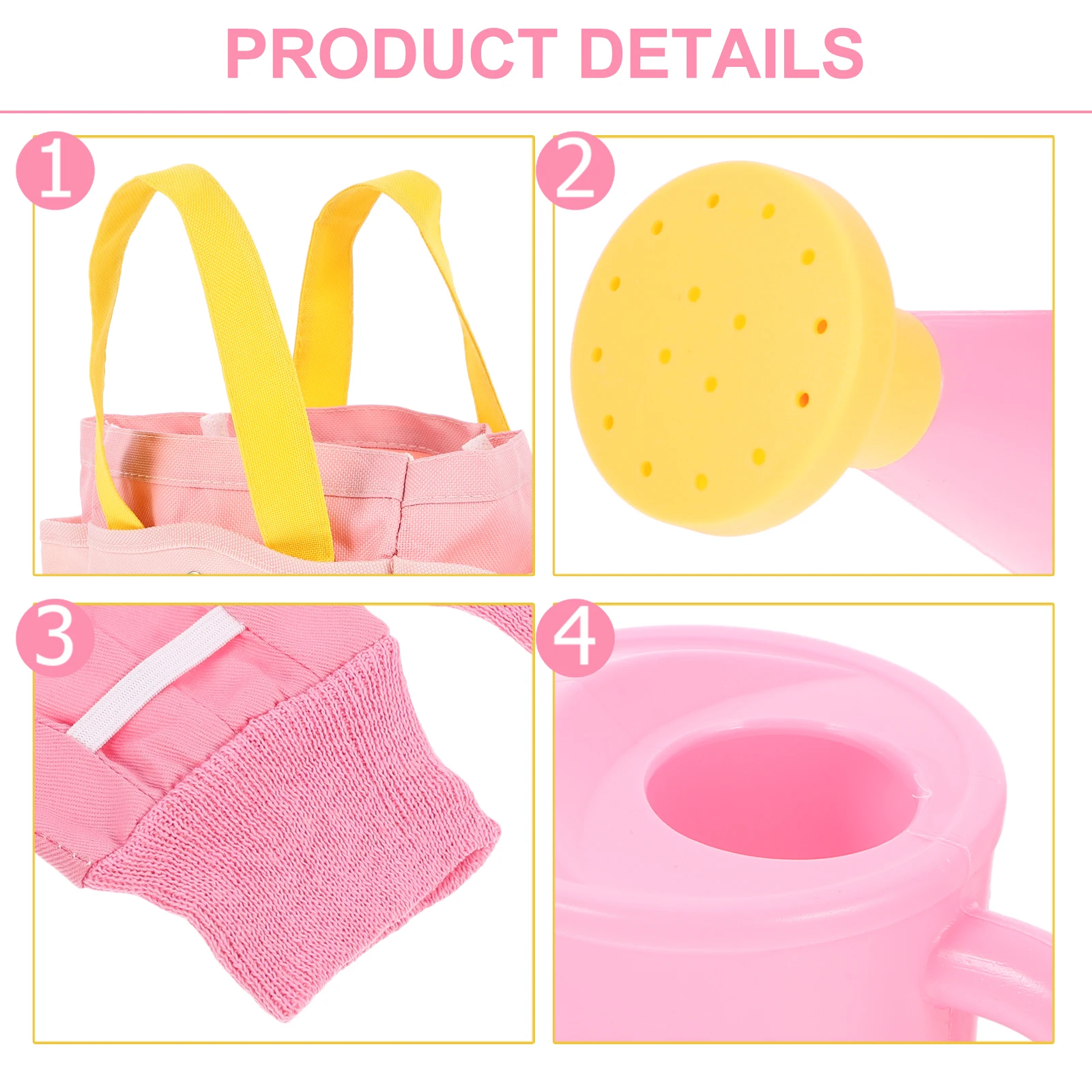 

1 set Pink Planting Tool Set Durable Kids Garden Shovels Rakes Watering Pot Storage Basket For Children Gardening Toys