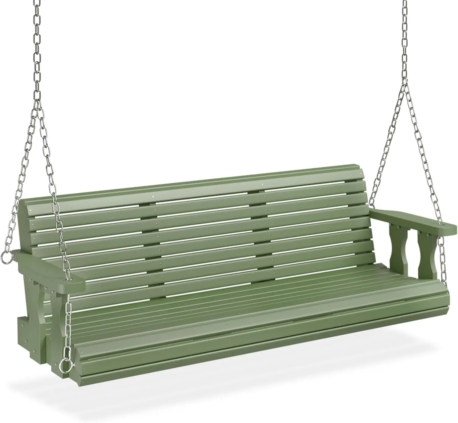 

Upgraded 5 FT Wooden Porch Swing - 880 LBS Heavy Duty with Chains (Green)
