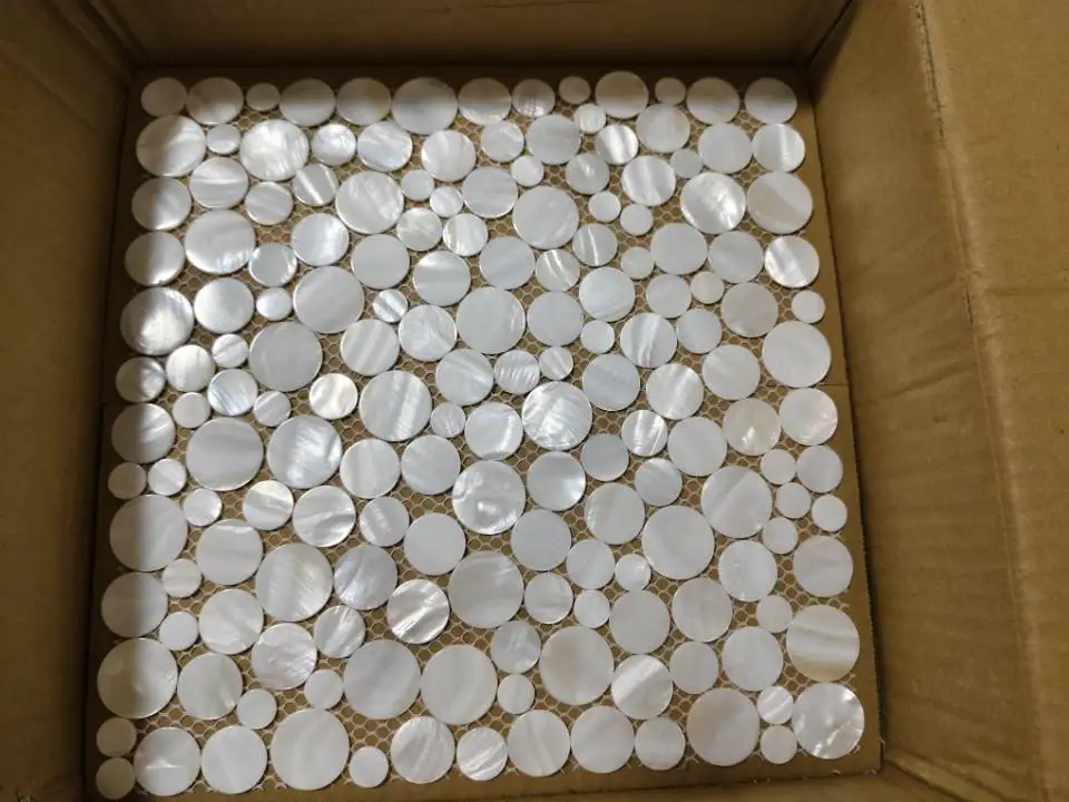 

11PCS pure white random penny round shell mosaic tile mother of pearl decor kitchen room shower hotel spa wall tiles wallpaper