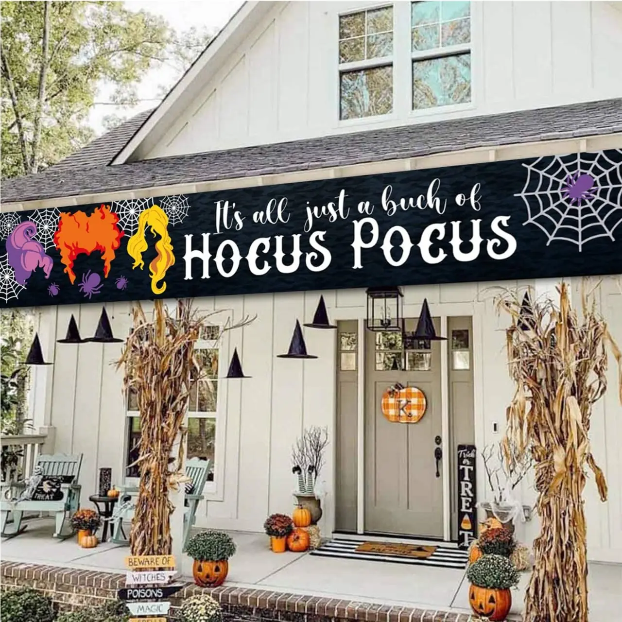 Hocus Pocus Banner It's Just A Bunch of Hocus Pocus Yard Sign Decoration Halloween Party Supplies Backdrop Photo Prop Background