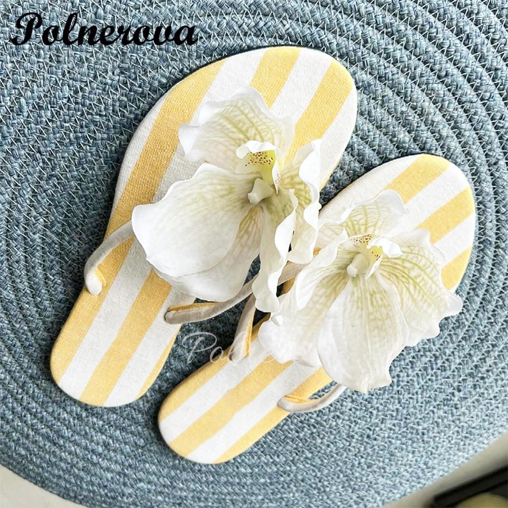 Flower Flip-Flops Sandals 2024 Summer New Sweet Casual Beach Slippers Girls Outdoor Dress Shoes Sandalias De Mujer Verano 2024