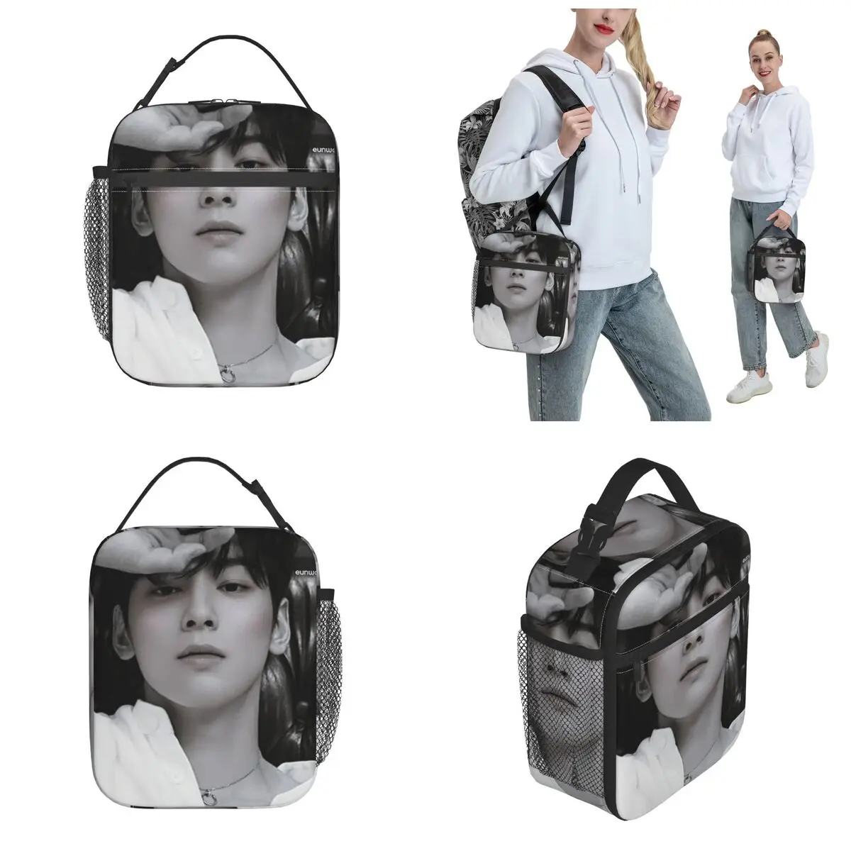 Cha Eun Woo Kpop Idol Merch Insulated Lunch Tote Bag For Office Food Box Portable Thermal Cooler Lunch Boxes