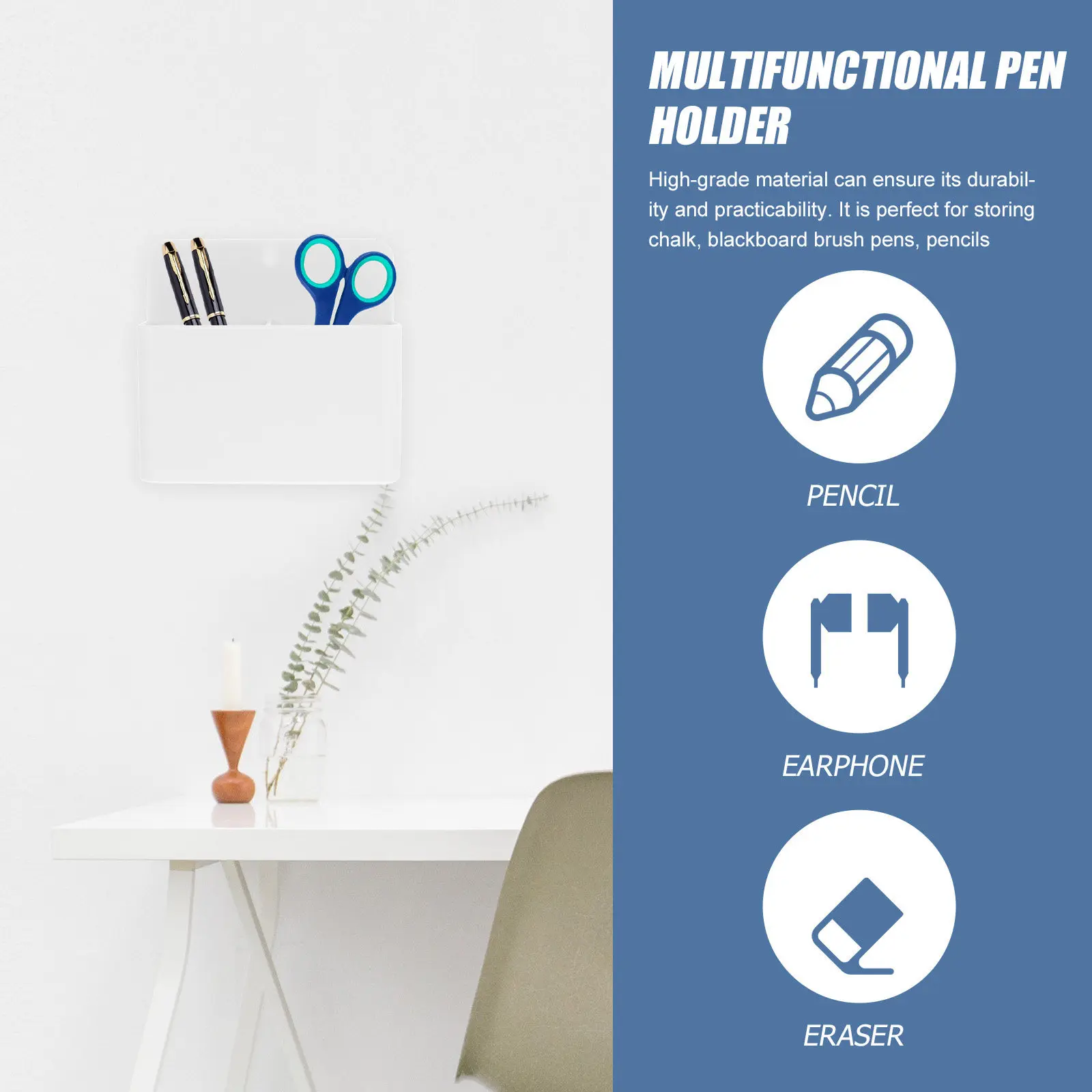 Magnetic Pen Holder Premium Plastic Multi-Function Desktop Organizer Hanging Pen Box Whiteboard Stationery Storage Case