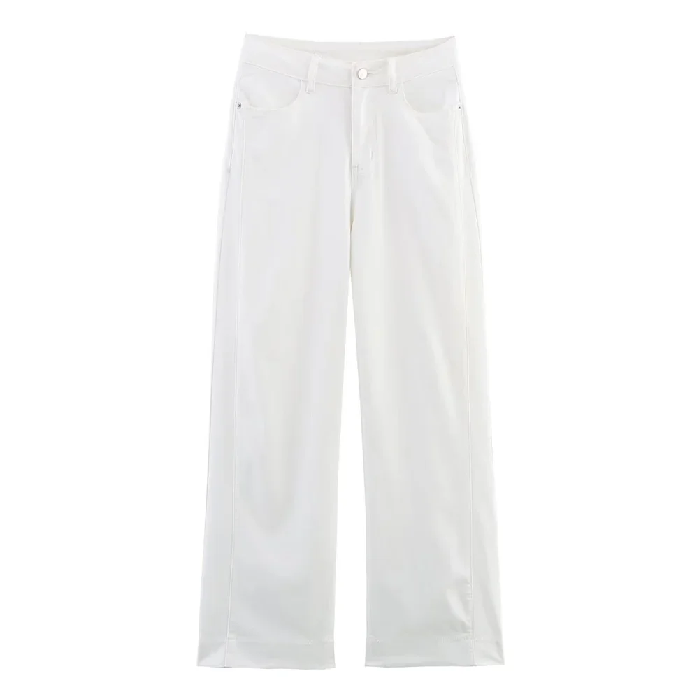 

Women's Wide Leg Jeans Solid Color Pocket Decoration Spring/Summer New Product Casual Women's Wear