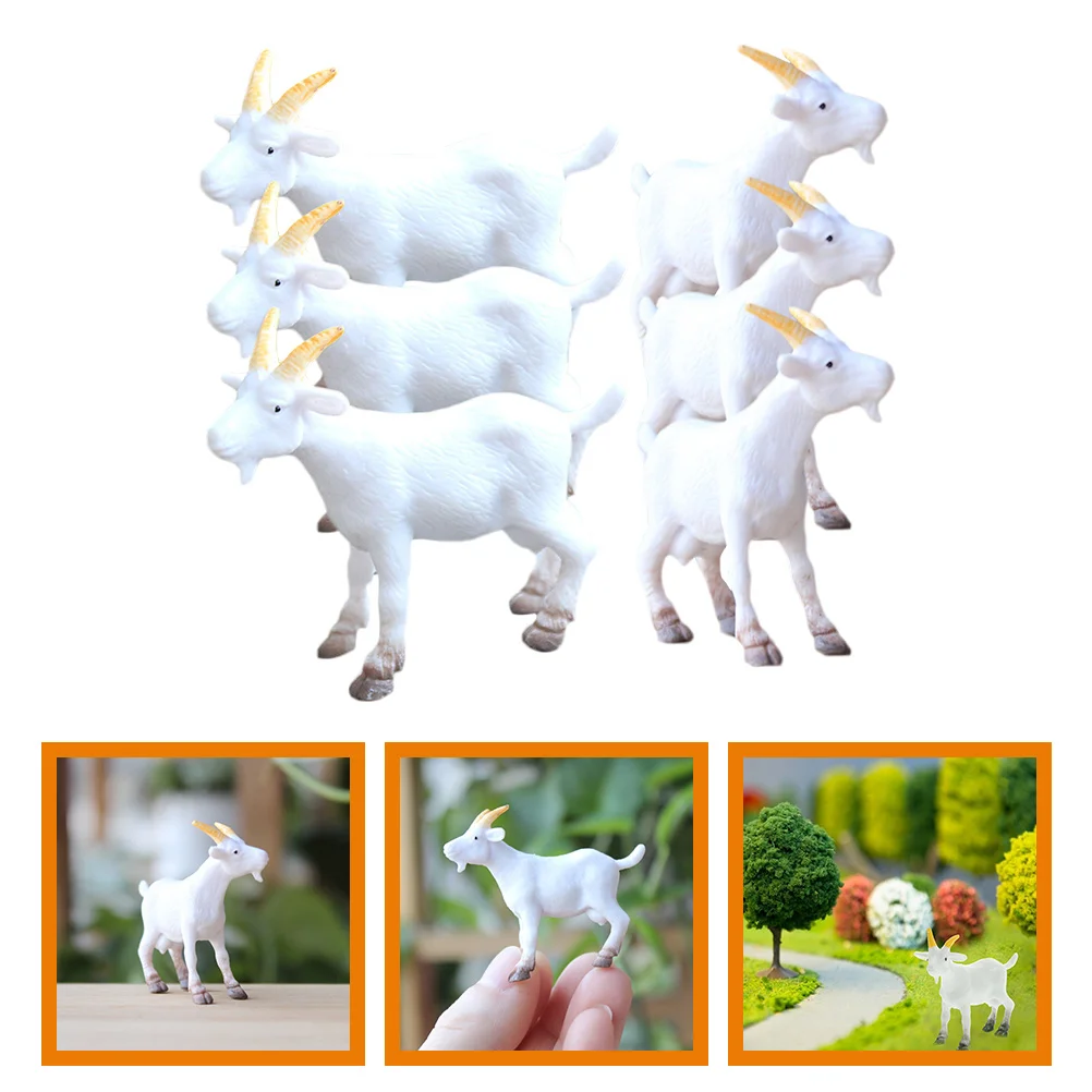 

6Pcs Realistic PVC Goat Figurines Decorative Mini Goat Models for Outdoor Lawn Statues Tiny Animal Crafts