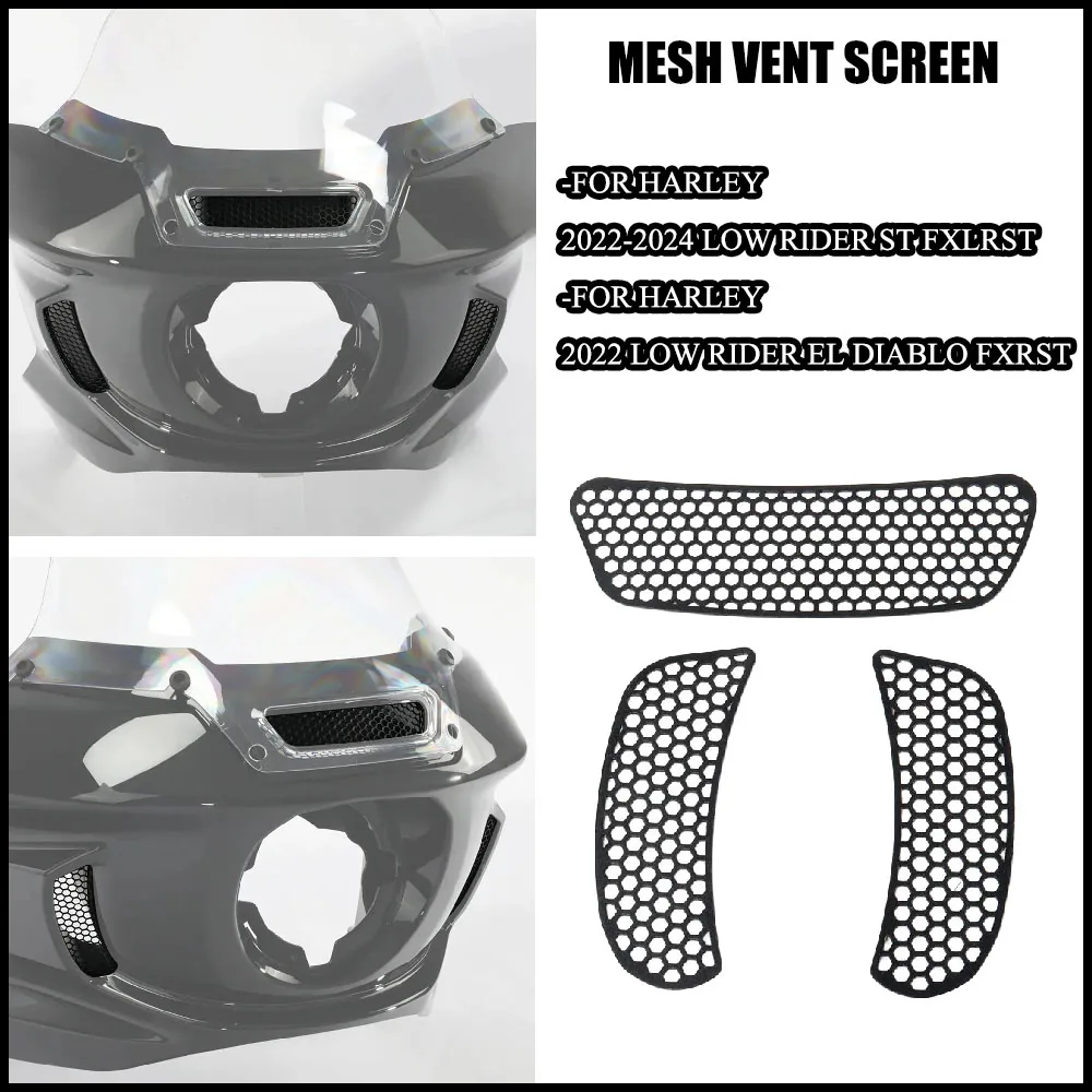 

Fit For Harley Low Rider ST FXLRST Low Rider El Diablo FXRST 2022-2024New Motorcycle Accessories Black Aluminum Mesh Vent Screen