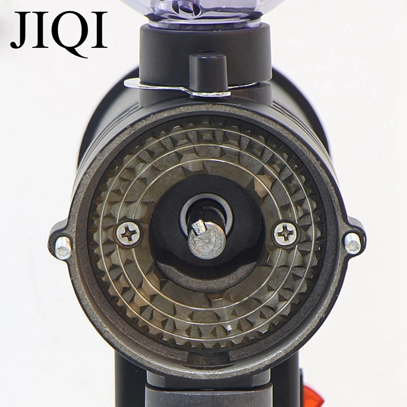 JIQI Electric Coffee grinder 10 File Adjustable Detachable Coffee Mill Stainless Steel sieve Flat Wheel Bean Grinding machine EU