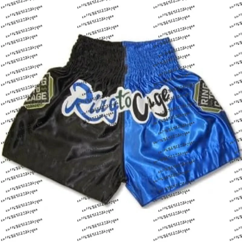 

Men's Muay Thai Shorts Black Blue Two-Tone Boxing Trunks MMA Fight Training Sportswear Breathable Kickboxing Gym Fitness Costume