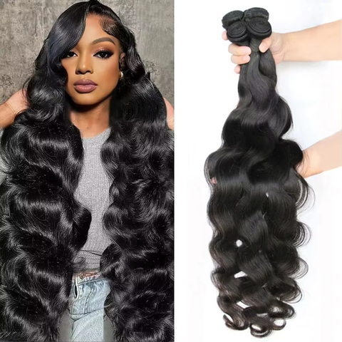 30 36 Inch Body Wave 3 4 Bundles Brazilian Unprocessed Human Hair Bundles 100% Loose Wavy Doule Drawn Bundles Weave Extensions
