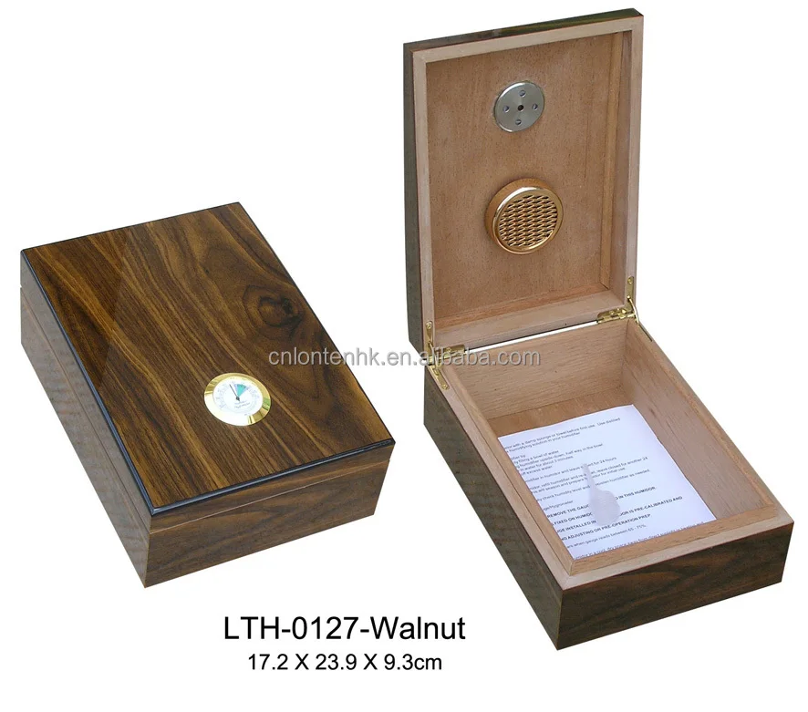 

High quality 25CT Glossy lacquer wooden humidosr storage custom logo case cigar humidor box