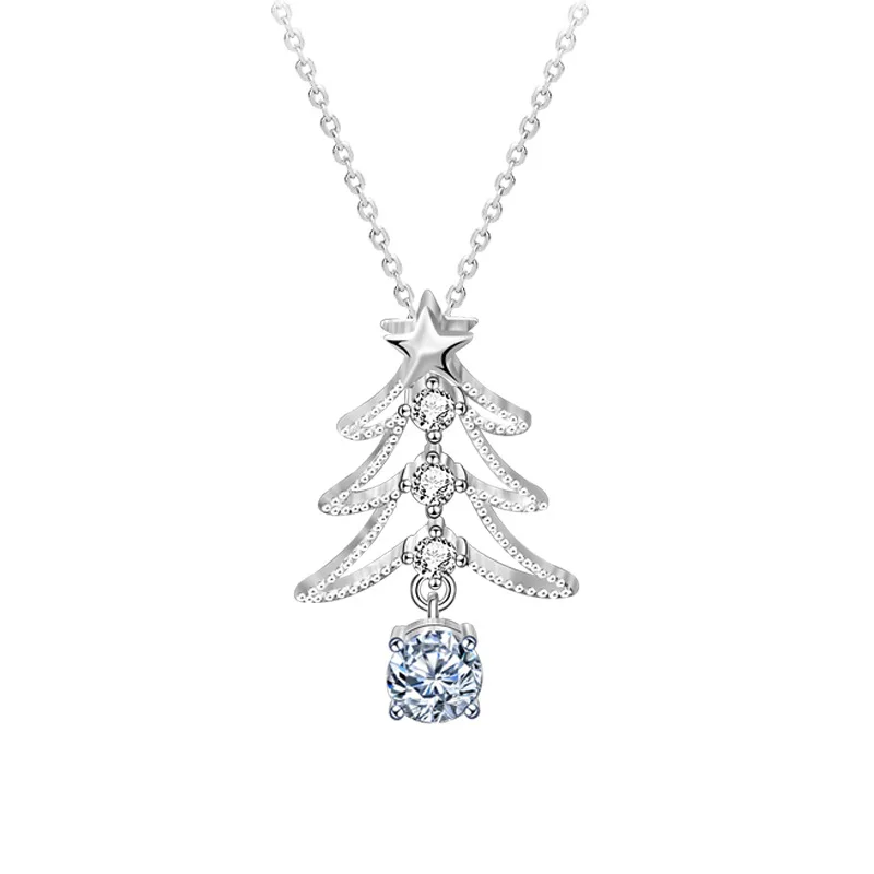 18K Gold Christmas Tree Necklace Pendant Jewelry Moissanite PT950 New Moissanite Clavicle Accessories  Holiday Gifts