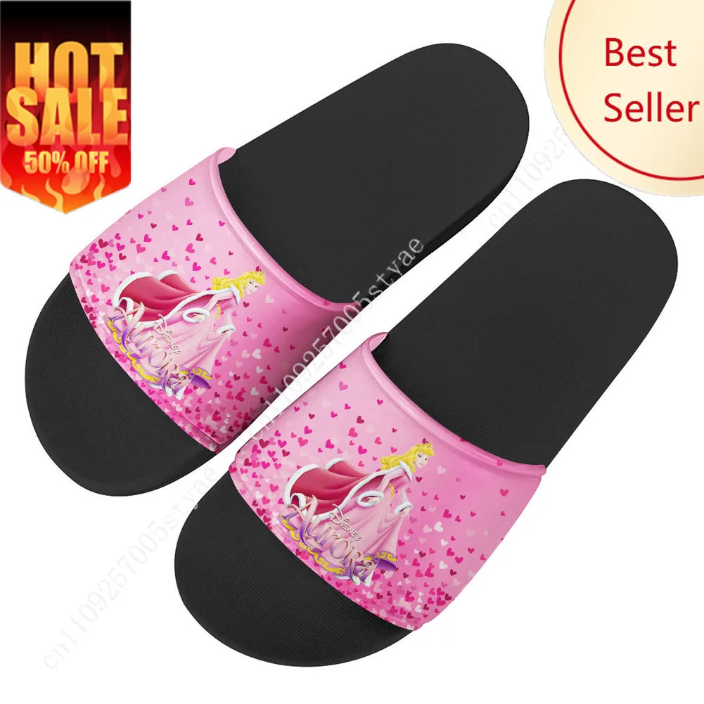 

Aurora House Slippers Disney Princess Cartoon Movies Decoration Sandals Design Your Photo Text Logos Holiday Gifts Custom Shoes