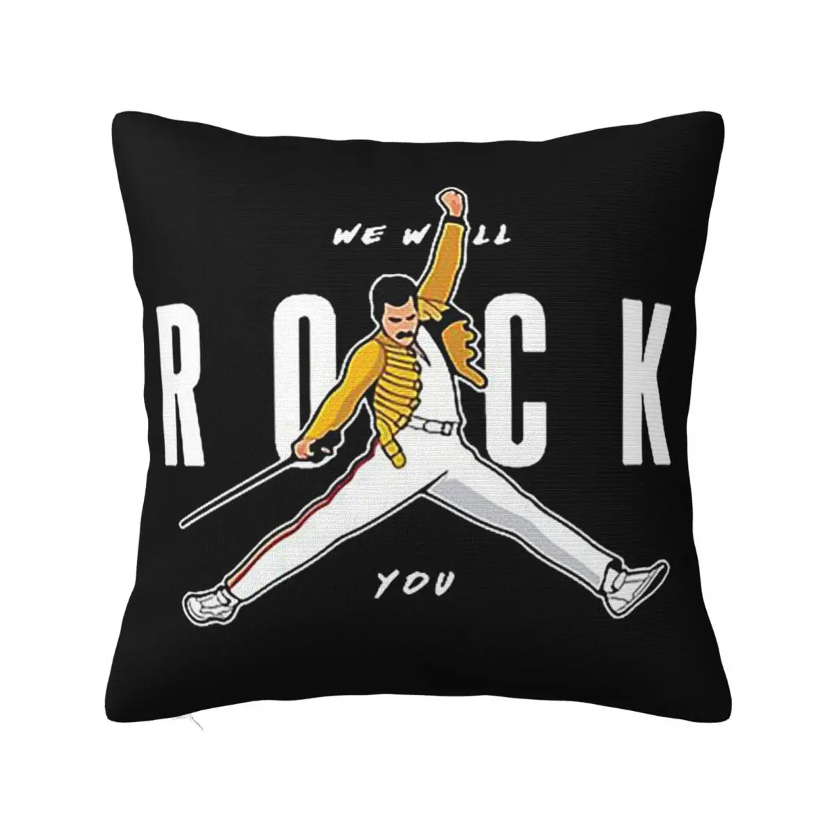 We Will Rock You Freddie Mercury Square Pillowcase Pillow Cover Cushion Decor Comfort Throw Pillow for Home Living Room