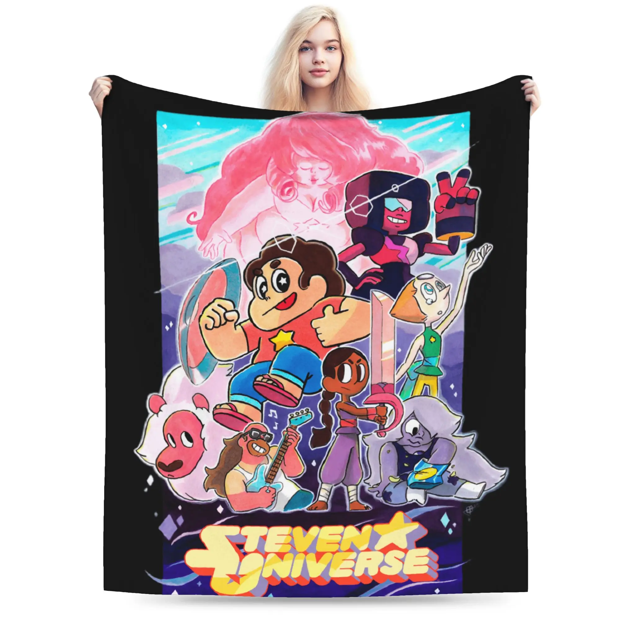 Custom Steven Universe Blankets Warm Flannel Children Gift Cartoon Throw Blanket for Sofa Office Bedspreads