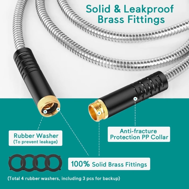 

Y1AD Durability Metal Water Hose Extension With Brass Connectors Leak Proof Kink Resistant Outdoor Gardening Tool Hose Extender