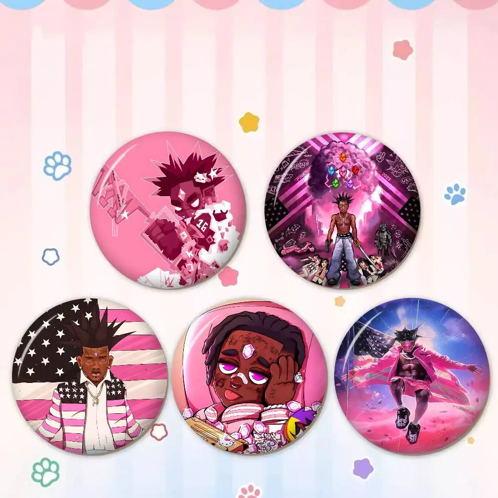 Hip Hop Rapper Lil Uzi Vert Soft Button Pin Bright Printed Icon Gift For Friends Badge Collar Brooch Lapel Pin Metal