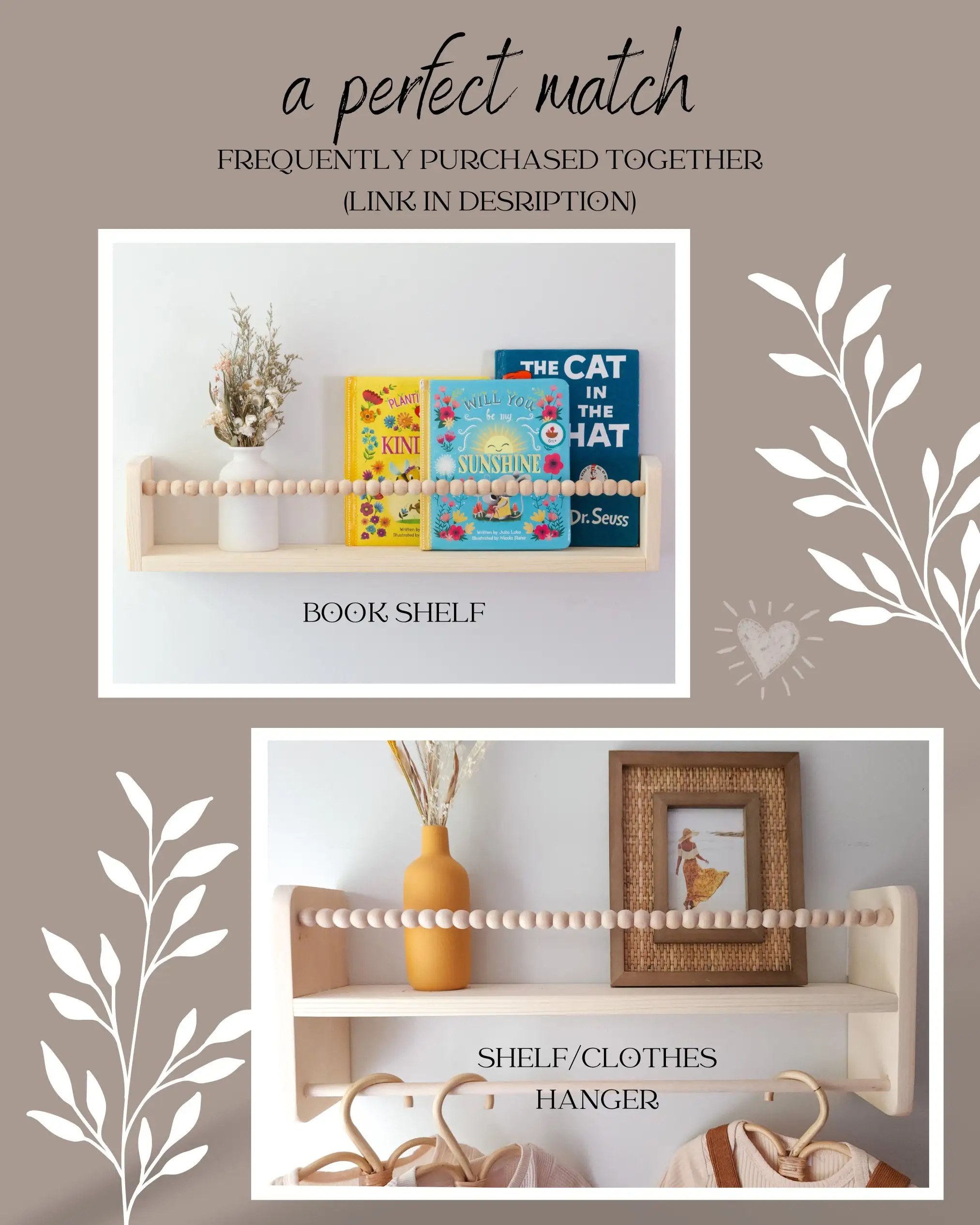

50cm A Natural Wood Floating Wall Bookshelf Children Bookshel Home Decoration Wall Mounted Natural Solid Wood Floating Bookshelf
