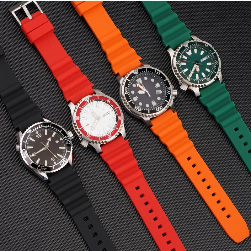 20mm 22mm Silicone Strap for Seiko Citizen Quick Release Sport Waterproof Diving Men Soft Rubber Replacement Bracelet Watch Band
