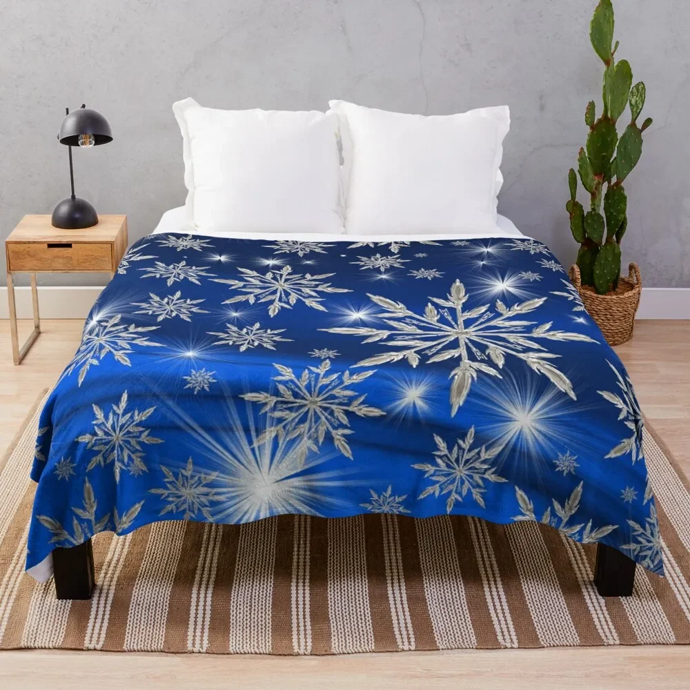 

Snowflakes Throw Blanket Flannels Luxury Designer For Sofa Thin Loose Blankets