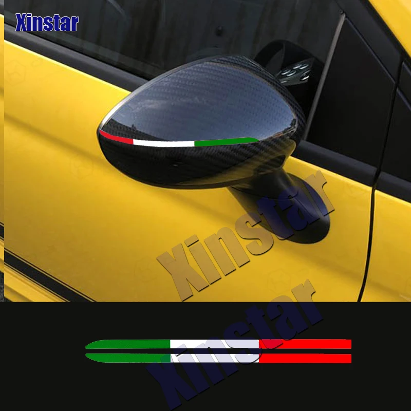 Italy Italian Car Rearveiw Mirror Flag Sticker Decal Stripes For Fiat 595 Abarth 500 Punto Tipo Auto Accessories