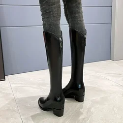 Knee High Shaft Shoes Woman Waterproof Pointed Toe Black Large Size Warm Spring Autumn Long Boots for Women Fashion 2025 Hot New
