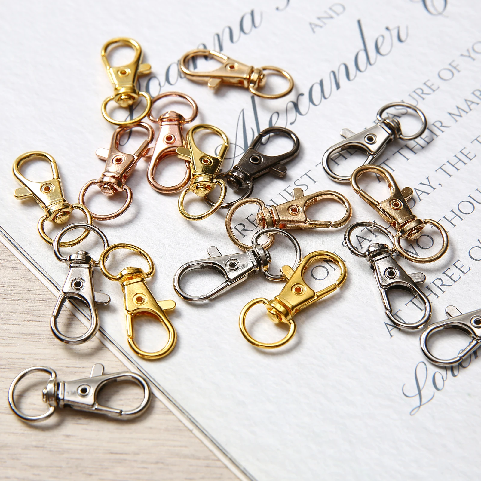 10/20/50/100 pcs Metal Lobster Clasp Key Ring Keychain Carabiner Clasp Keyrings  for DIY Key Chain Bags Accessories