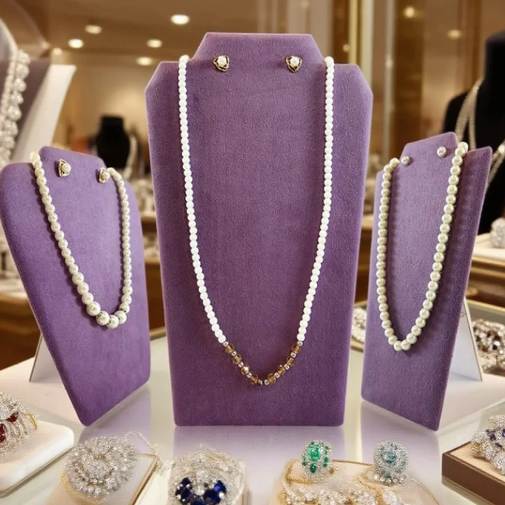 

Purple Portable Foldable Jewelry Display Board with Velvet - Necklace Earring Showcase Stand for Travel