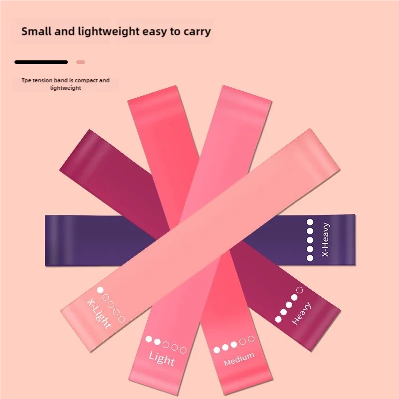 5 Pcs Pink Resistance Bands Set, Workout Bands for Leg Butt Exercise, Elastic Fitness Loop for Home Gym